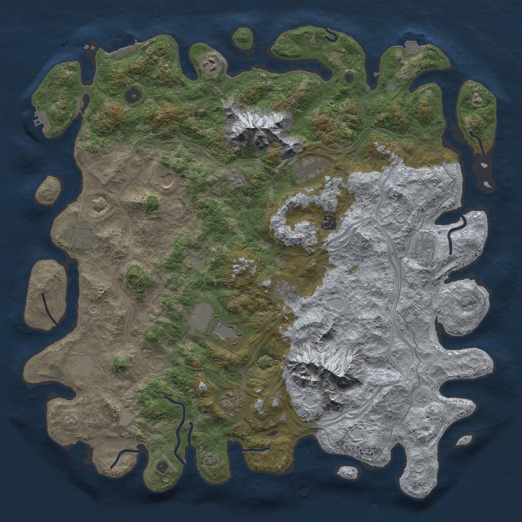Rust Map: Procedural Map, Size: 5000, Seed: 123458, 19 Monuments