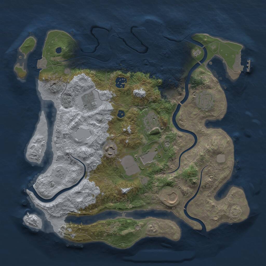 Rust Map: Procedural Map, Size: 3500, Seed: 522723300, 14 Monuments