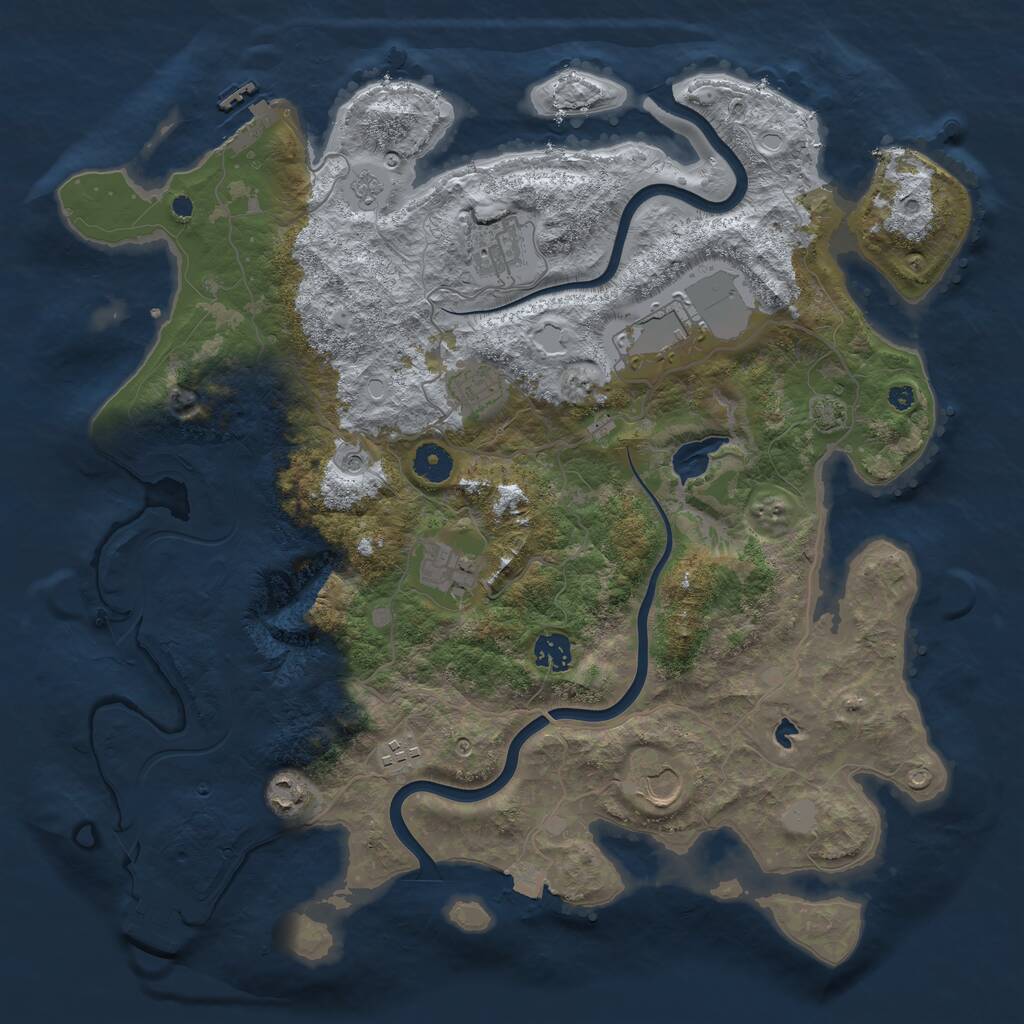 Rust Map: Procedural Map, Size: 4000, Seed: 2342323, 14 Monuments