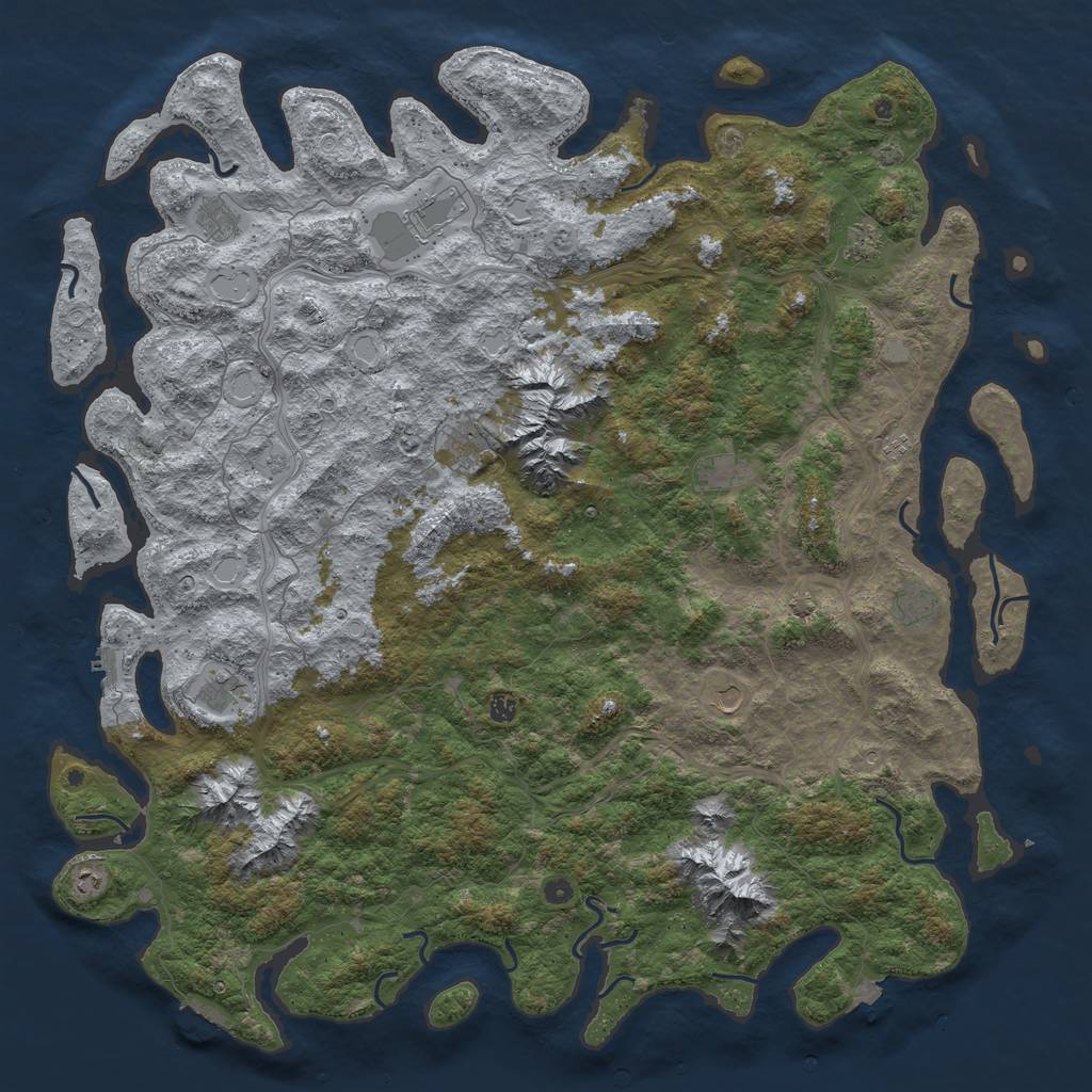 Rust Map: Procedural Map, Size: 6000, Seed: 2107618676, 19 Monuments