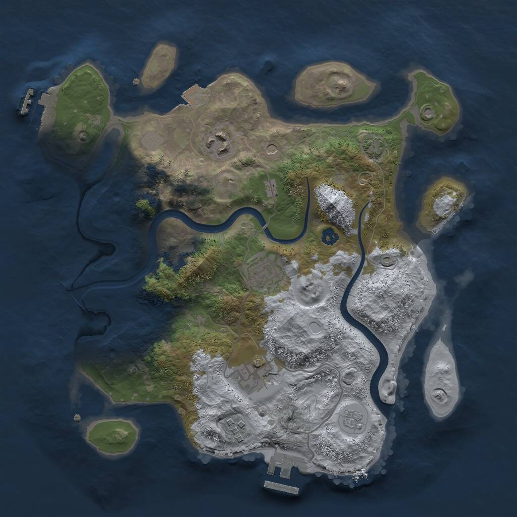 Rust Map: Procedural Map, Size: 3000, Seed: 1008299860, 10 Monuments