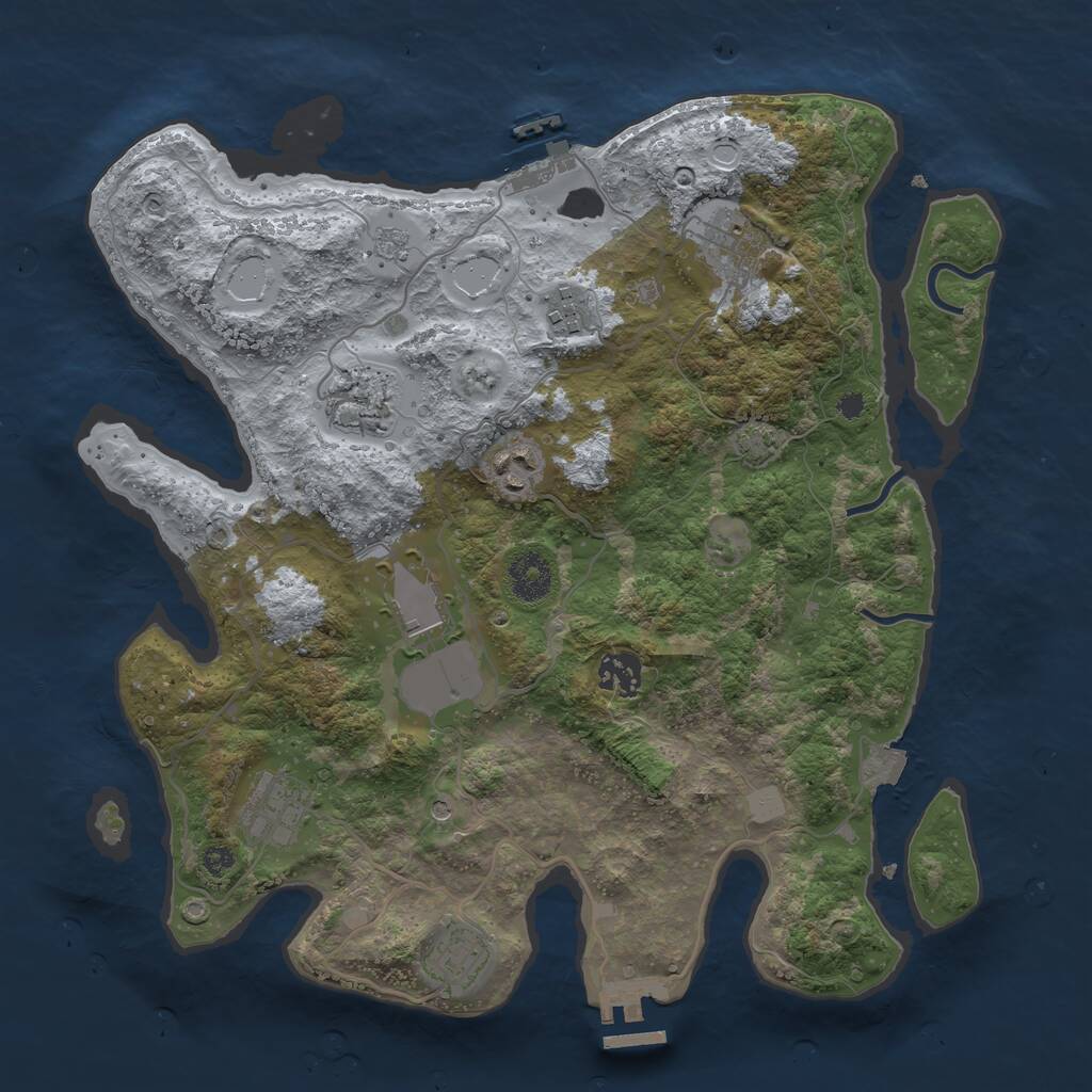 Rust Map: Procedural Map, Size: 3500, Seed: 2117034939, 14 Monuments