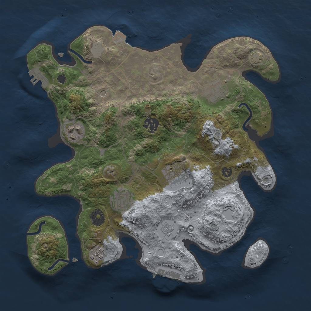 Rust Map: Procedural Map, Size: 3000, Seed: 55147, 14 Monuments