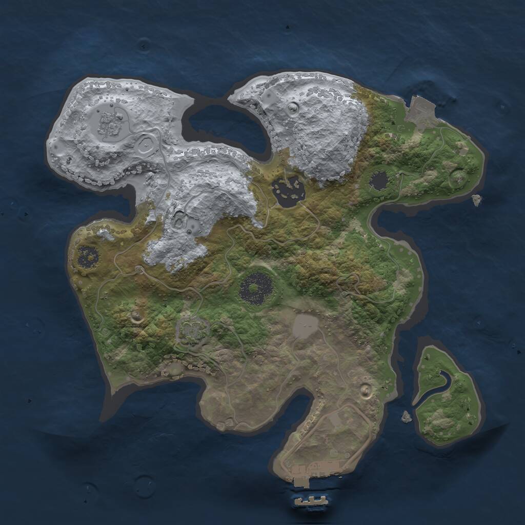 Rust Map: Procedural Map, Size: 2400, Seed: 1073824271, 5 Monuments