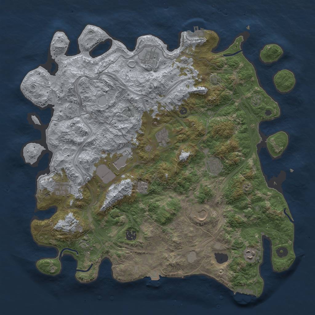 Rust Map: Procedural Map, Size: 4250, Seed: 2050631562, 18 Monuments