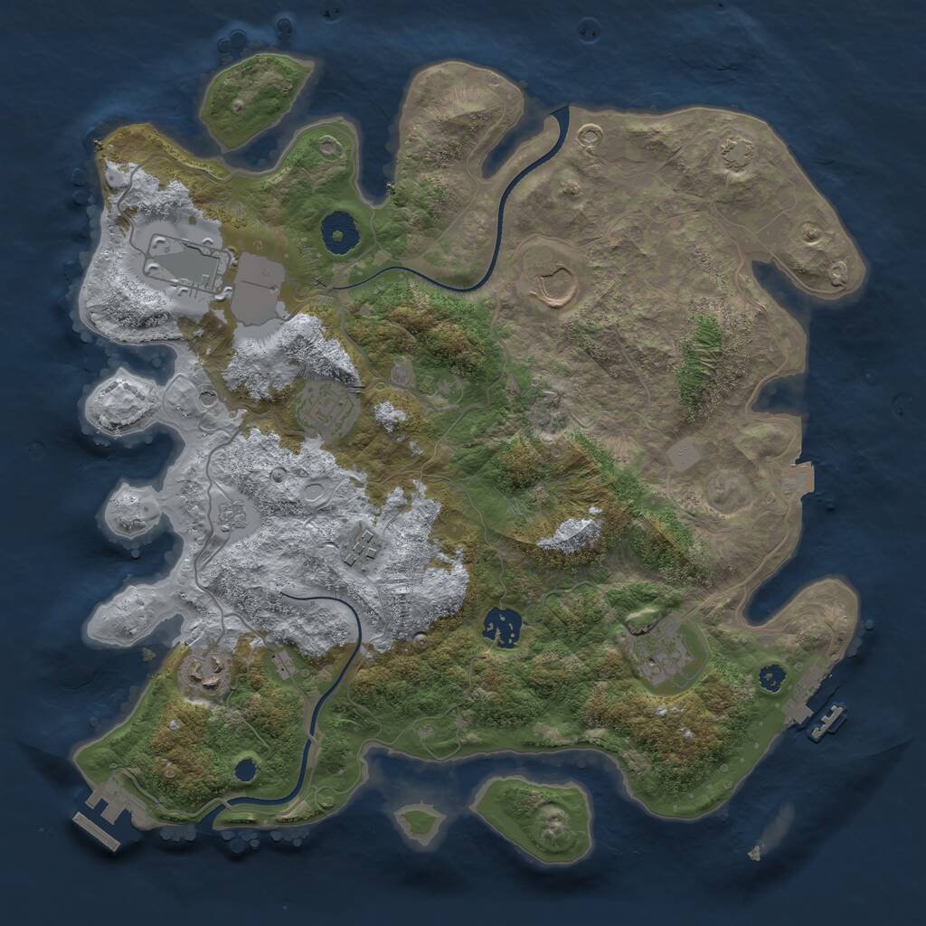 Rust Map: Procedural Map, Size: 3500, Seed: 40276073, 13 Monuments