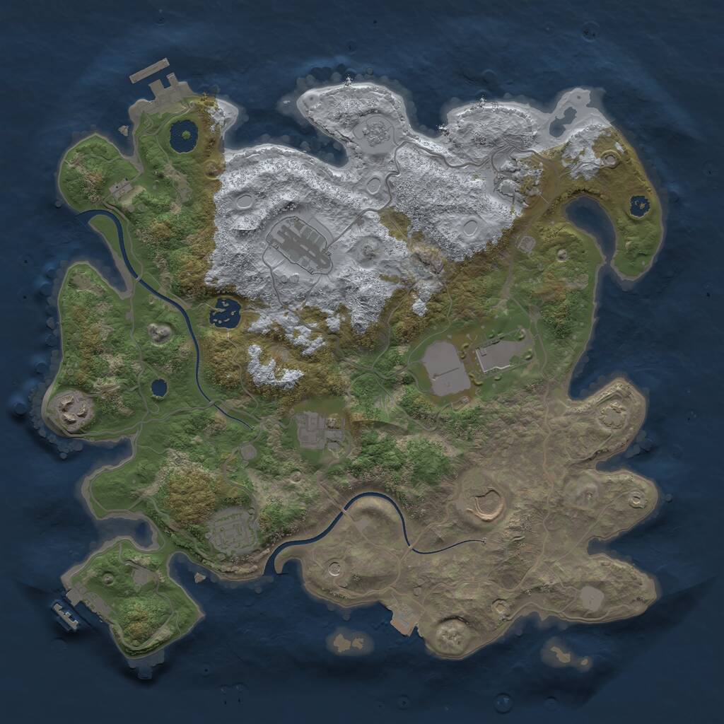 Rust Map: Procedural Map, Size: 3500, Seed: 56079136, 14 Monuments