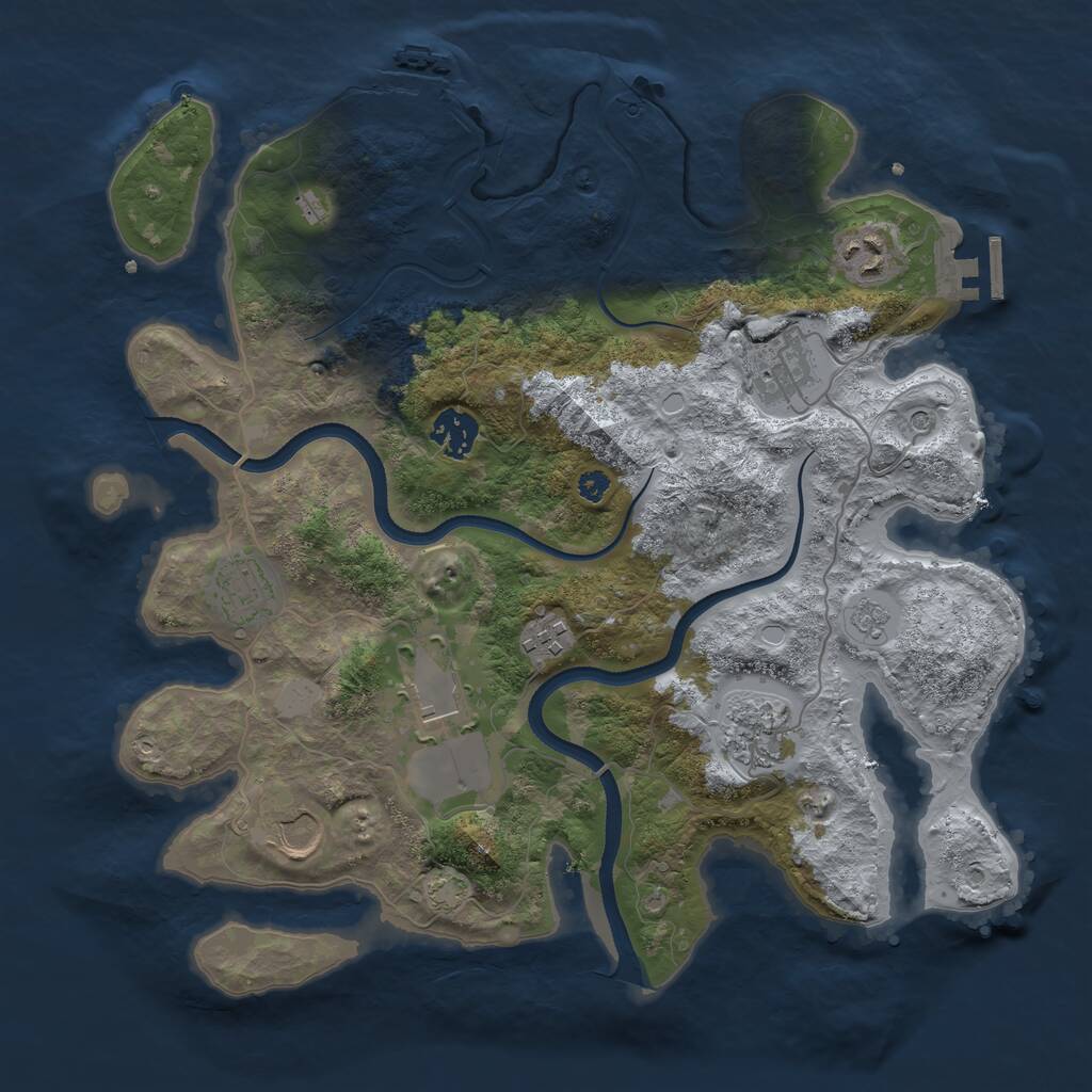 Rust Map: Procedural Map, Size: 3500, Seed: 94143901, 14 Monuments