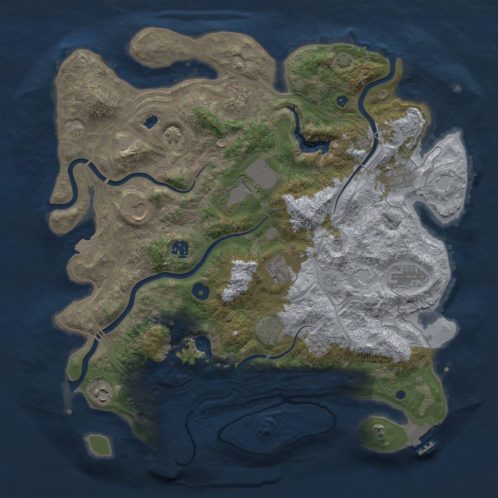 Rust Map: Procedural Map, Size: 4250, Seed: 431351537, 16 Monuments