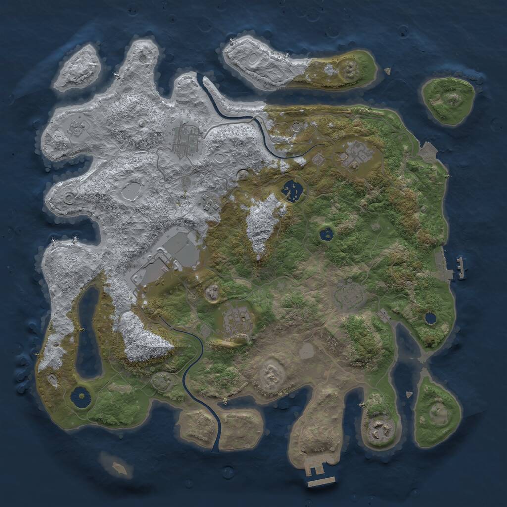 Rust Map: Procedural Map, Size: 3750, Seed: 1679192605, 14 Monuments