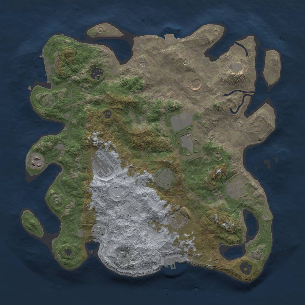 Rust Map: Procedural Map, Size: 3700, Seed: 1513308091, 17 Monuments