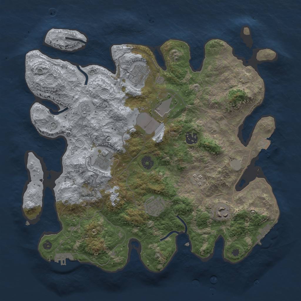 Rust Map: Procedural Map, Size: 3500, Seed: 1195727136, 15 Monuments