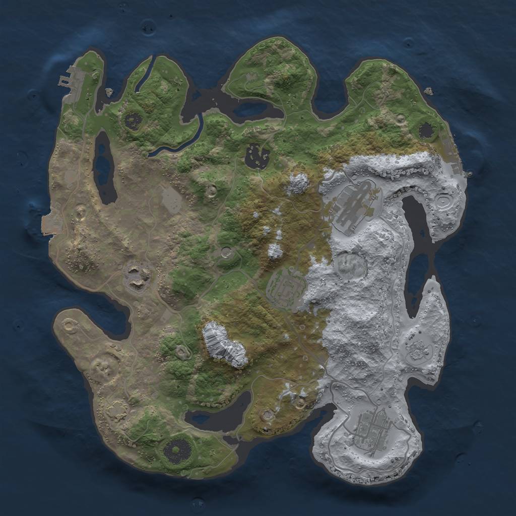 Rust Map: Procedural Map, Size: 3000, Seed: 586621784, 13 Monuments