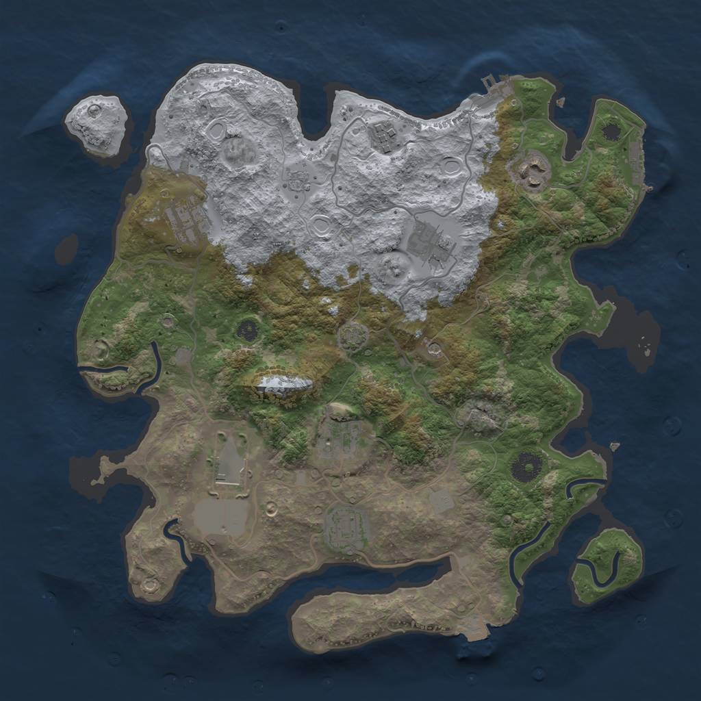 Rust Map: Procedural Map, Size: 3500, Seed: 697796637, 15 Monuments