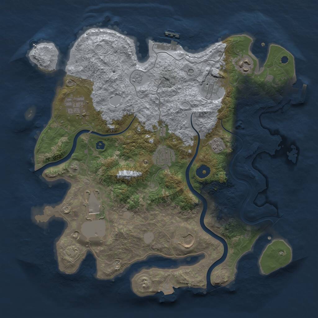 Rust Map: Procedural Map, Size: 3500, Seed: 697796637, 13 Monuments