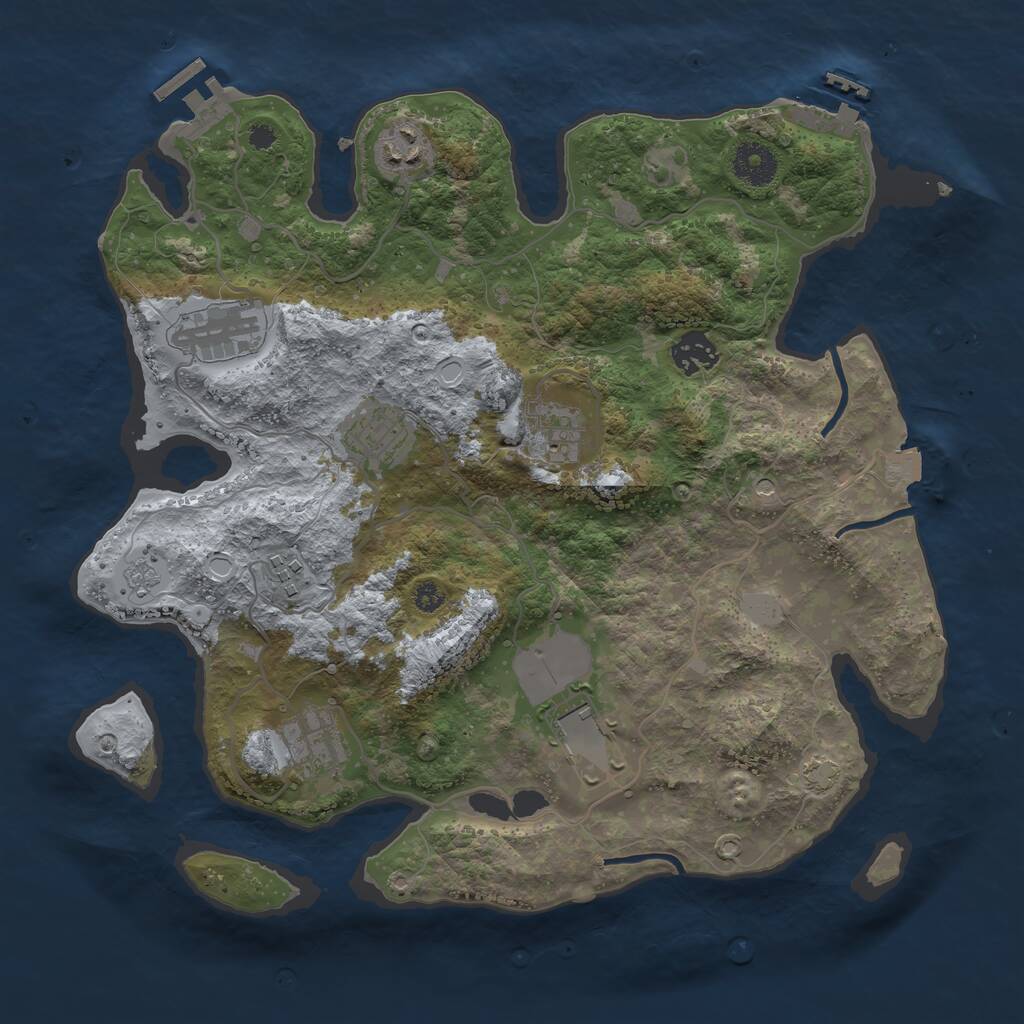 Rust Map: Procedural Map, Size: 3500, Seed: 1418, 14 Monuments