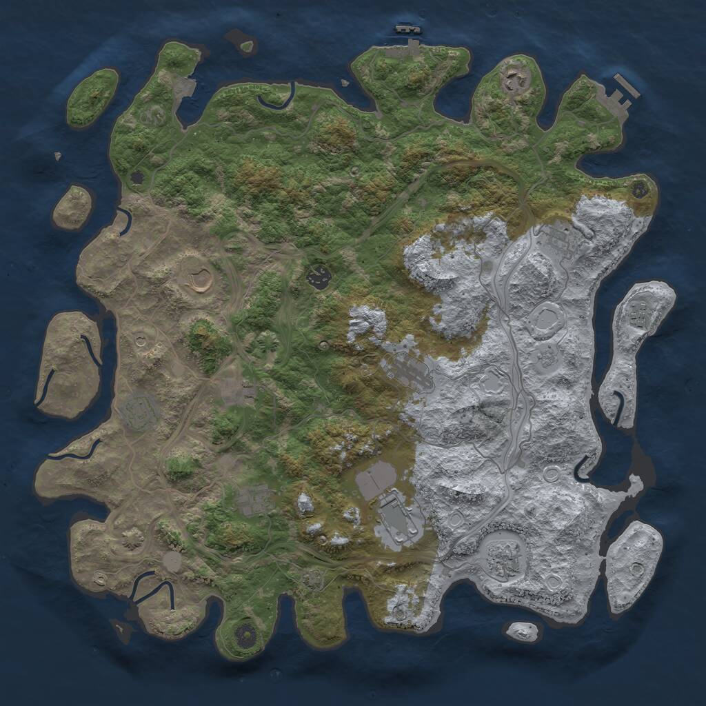 Rust Map: Procedural Map, Size: 4500, Seed: 123458, 17 Monuments