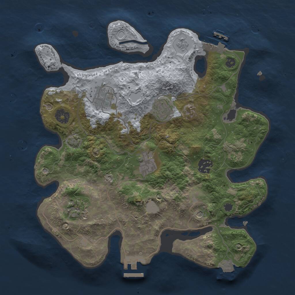 Rust Map: Procedural Map, Size: 3000, Seed: 54264457, 11 Monuments