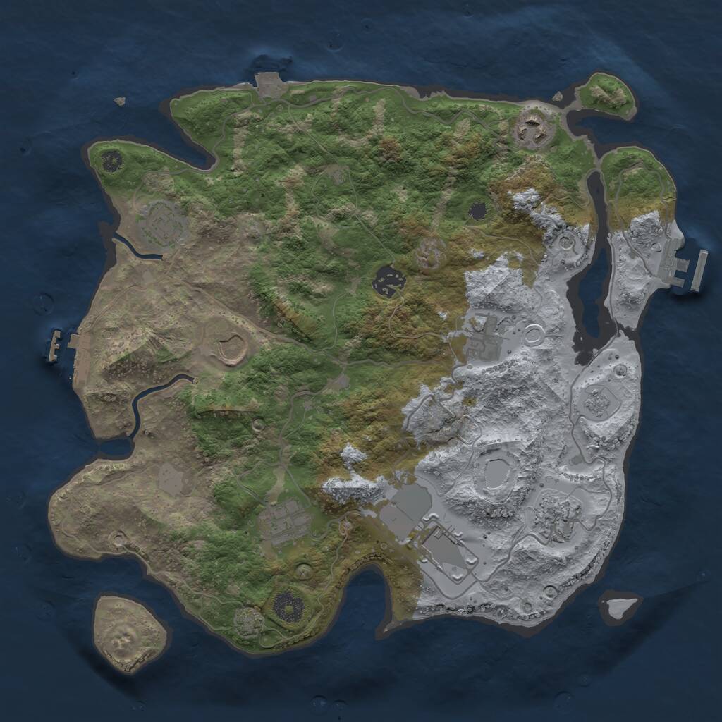 Rust Map: Procedural Map, Size: 3500, Seed: 2093955664, 14 Monuments