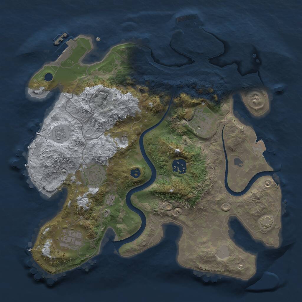 Rust Map: Procedural Map, Size: 3000, Seed: 614701360, 10 Monuments