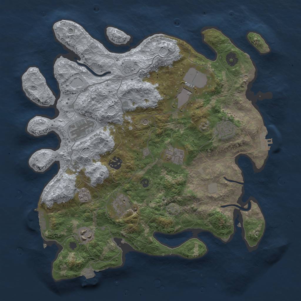 Rust Map: Procedural Map, Size: 3500, Seed: 83973414, 16 Monuments