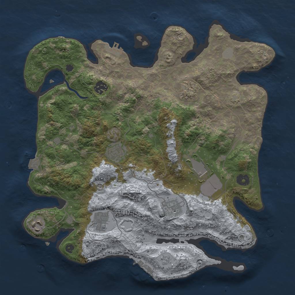 Rust Map: Procedural Map, Size: 3500, Seed: 694297288, 15 Monuments