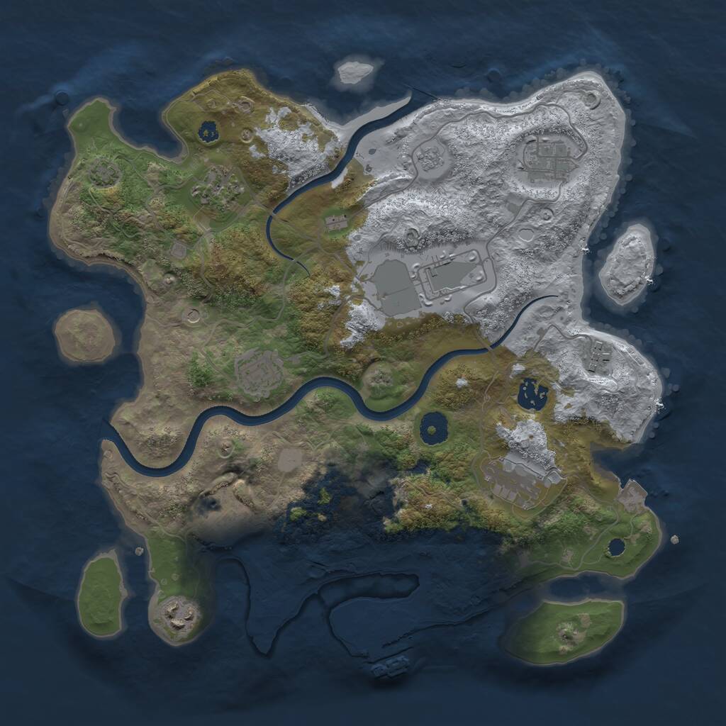 Rust Map: Procedural Map, Size: 3500, Seed: 1883985884, 14 Monuments