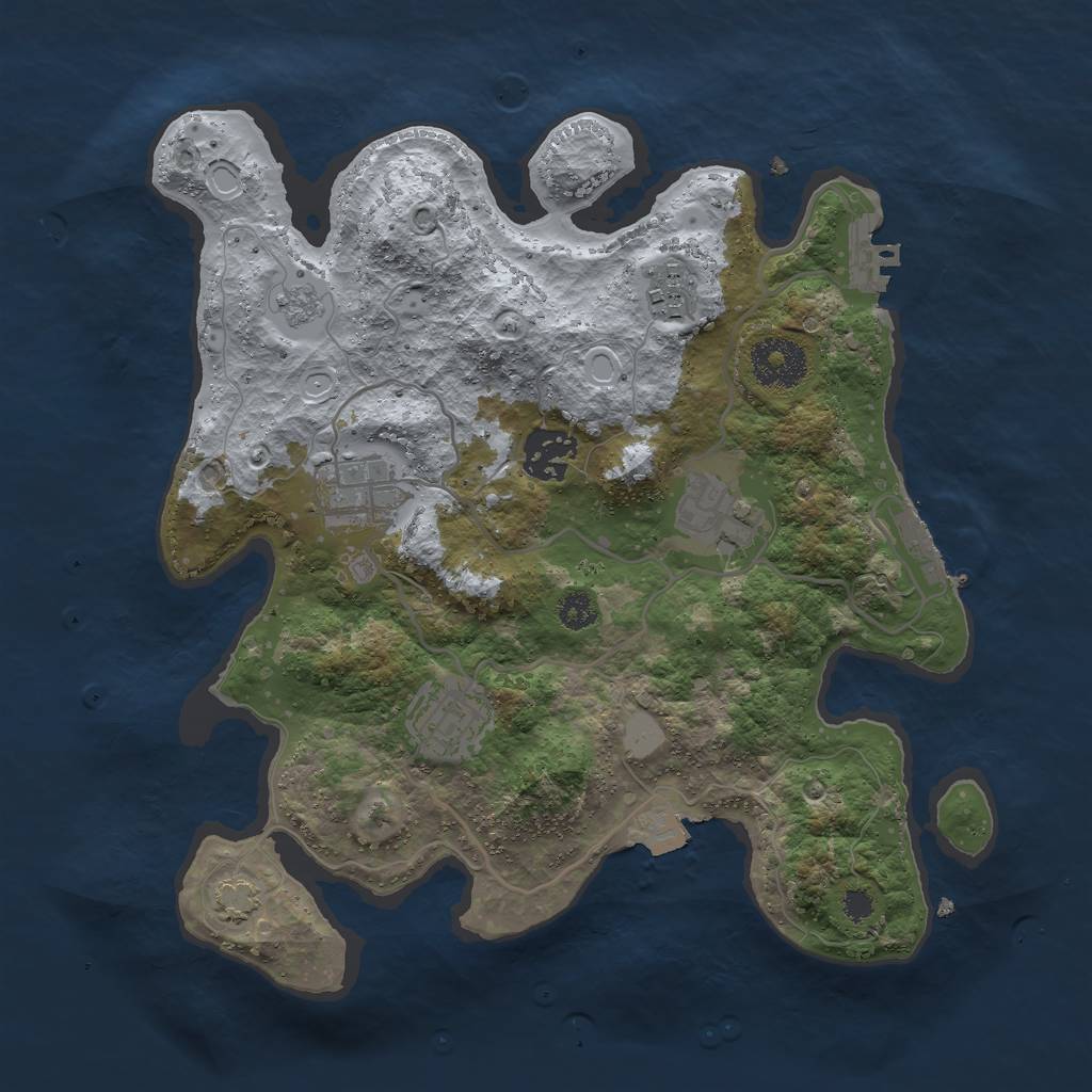 Rust Map: Procedural Map, Size: 3000, Seed: 1933402083, 12 Monuments