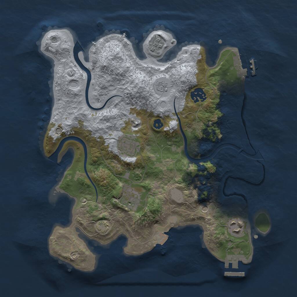 Rust Map: Procedural Map, Size: 3000, Seed: 1933402083, 11 Monuments