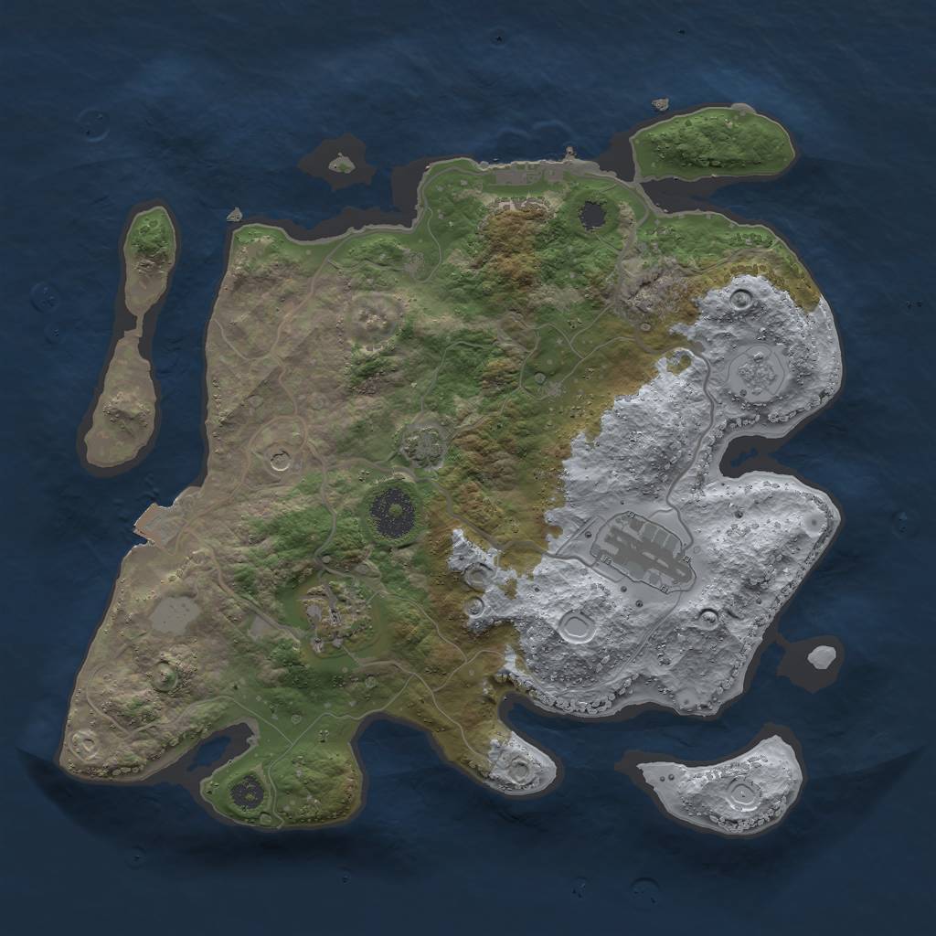 Rust Map: Procedural Map, Size: 3000, Seed: 1975335176, 9 Monuments