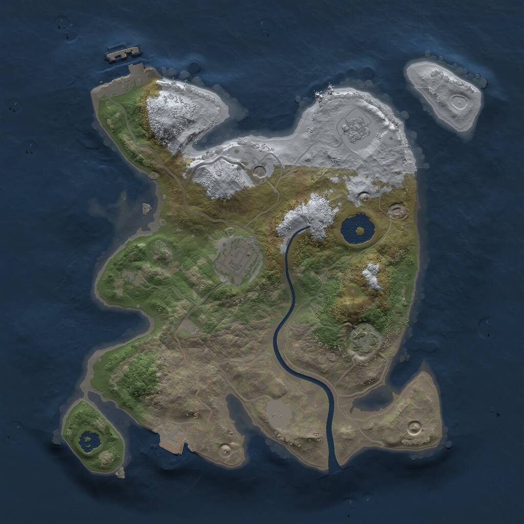 Rust Map: Procedural Map, Size: 2500, Seed: 80532, 6 Monuments