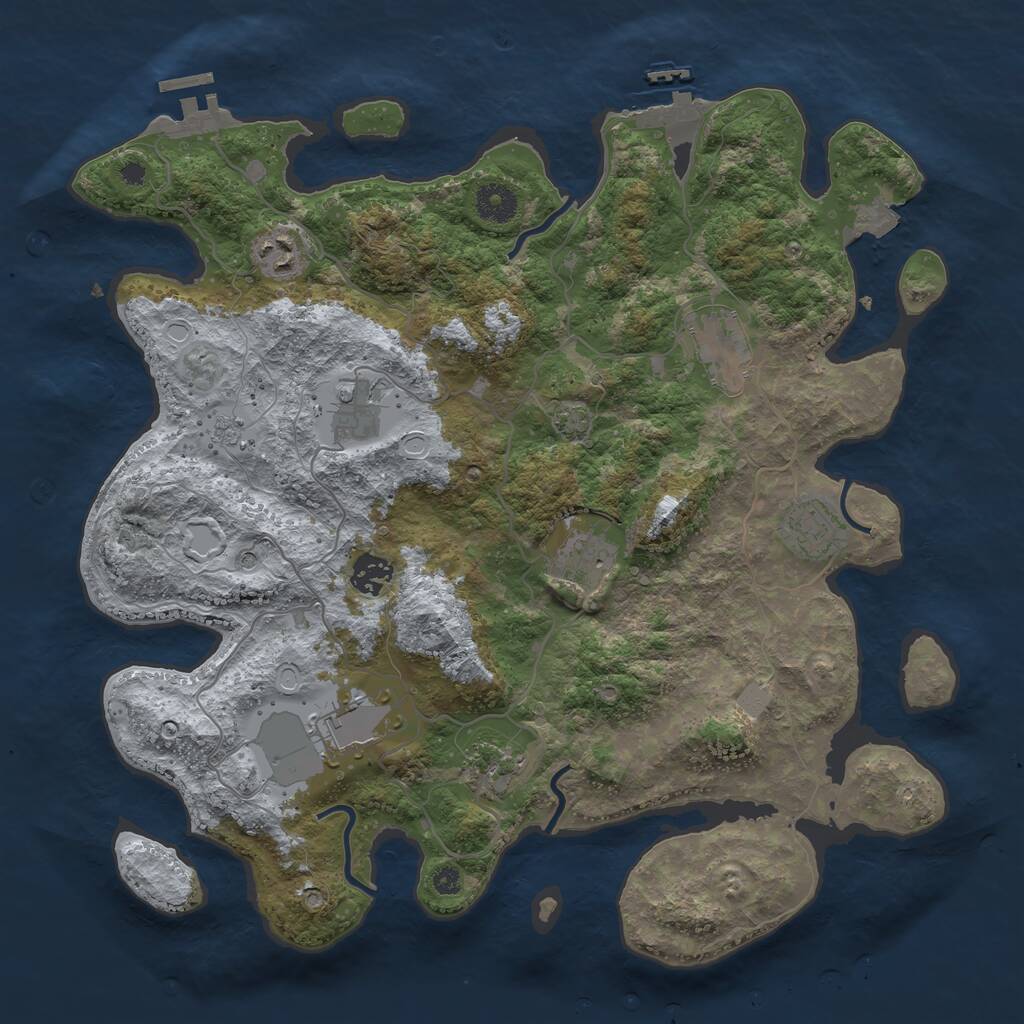 Rust Map: Procedural Map, Size: 3750, Seed: 656141805, 14 Monuments