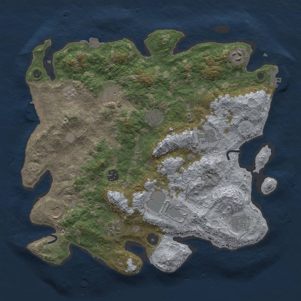 Rust Map: Procedural Map, Size: 3875, Seed: 1337277811, 18 Monuments