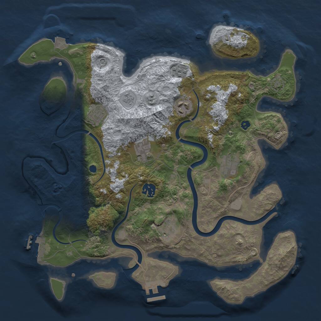 Rust Map: Procedural Map, Size: 3500, Seed: 518289080, 13 Monuments