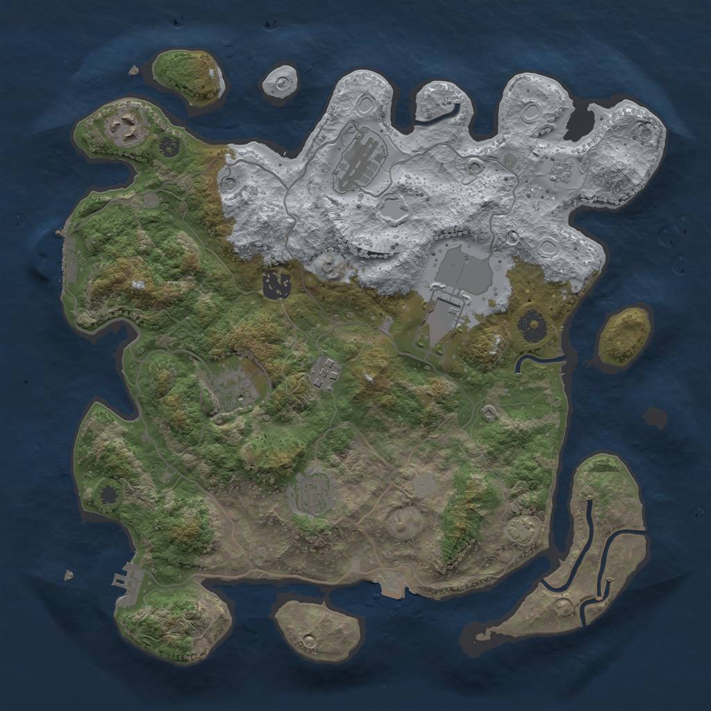 Rust Map: Procedural Map, Size: 3500, Seed: 1021602977, 15 Monuments