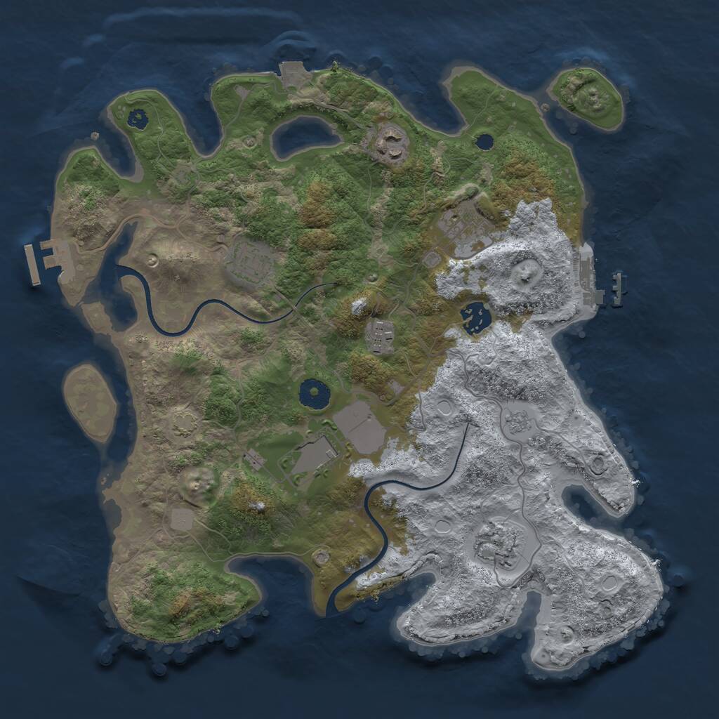 Rust Map: Procedural Map, Size: 3500, Seed: 1730680104, 12 Monuments
