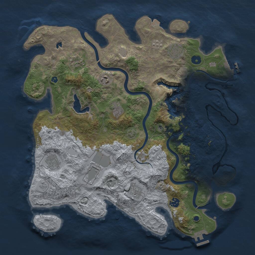 Rust Map: Procedural Map, Size: 4000, Seed: 698754321, 15 Monuments