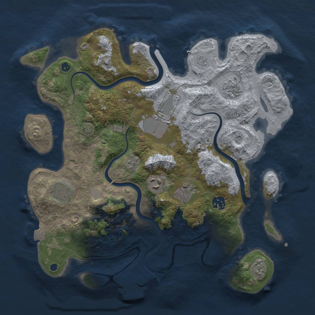 Rust Map: Procedural Map, Size: 3500, Seed: 31551, 12 Monuments