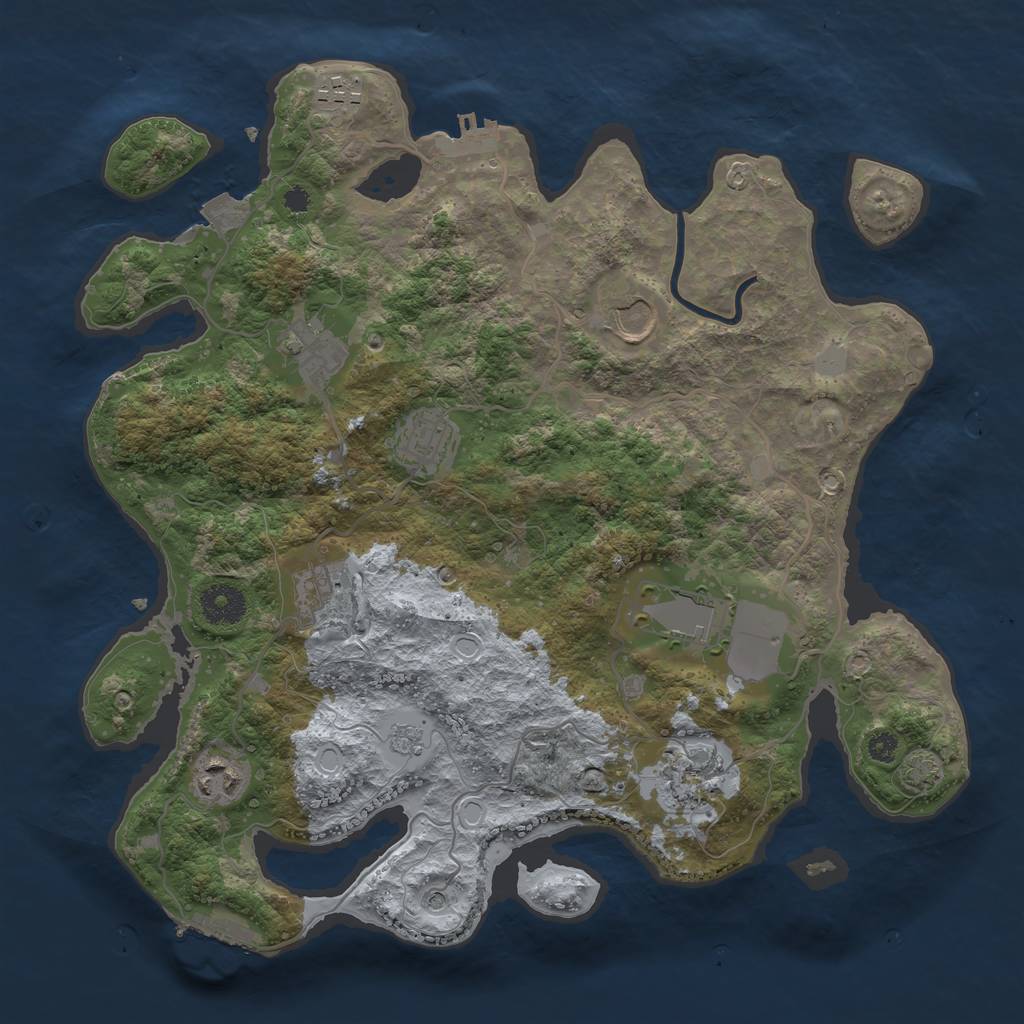 Rust Map: Procedural Map, Size: 3500, Seed: 43062021, 16 Monuments