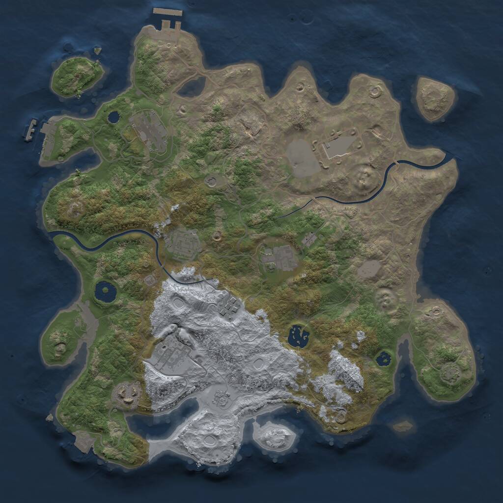 Rust Map: Procedural Map, Size: 3500, Seed: 43062021, 14 Monuments