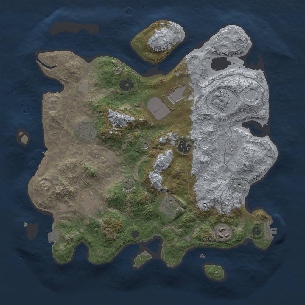 Rust Map: Procedural Map, Size: 3500, Seed: 12291996, 16 Monuments
