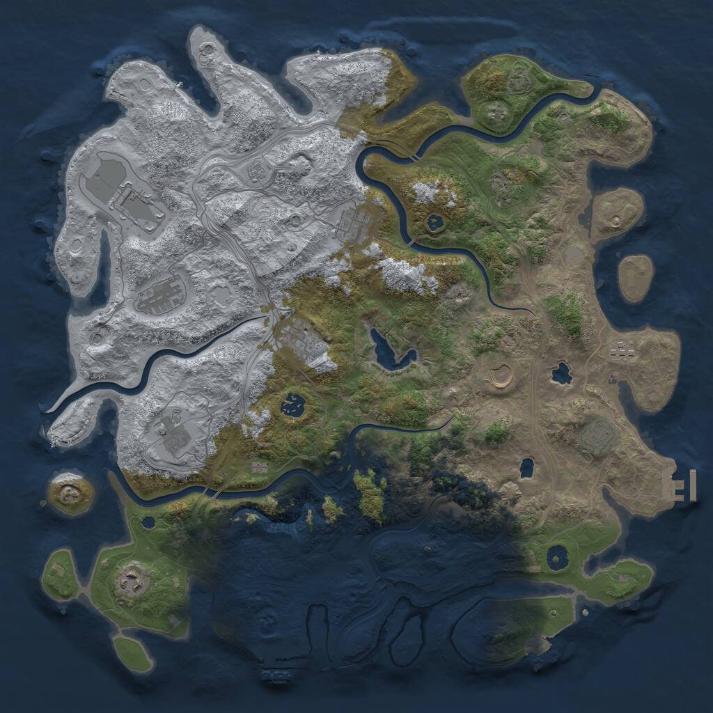 Rust Map: Procedural Map, Size: 4500, Seed: 2106337696, 17 Monuments