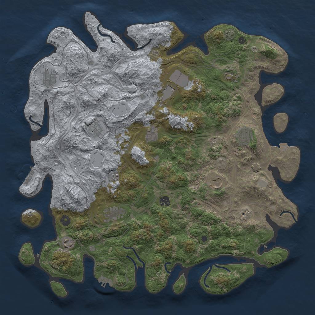 Rust Map: Procedural Map, Size: 4500, Seed: 2106337696, 19 Monuments