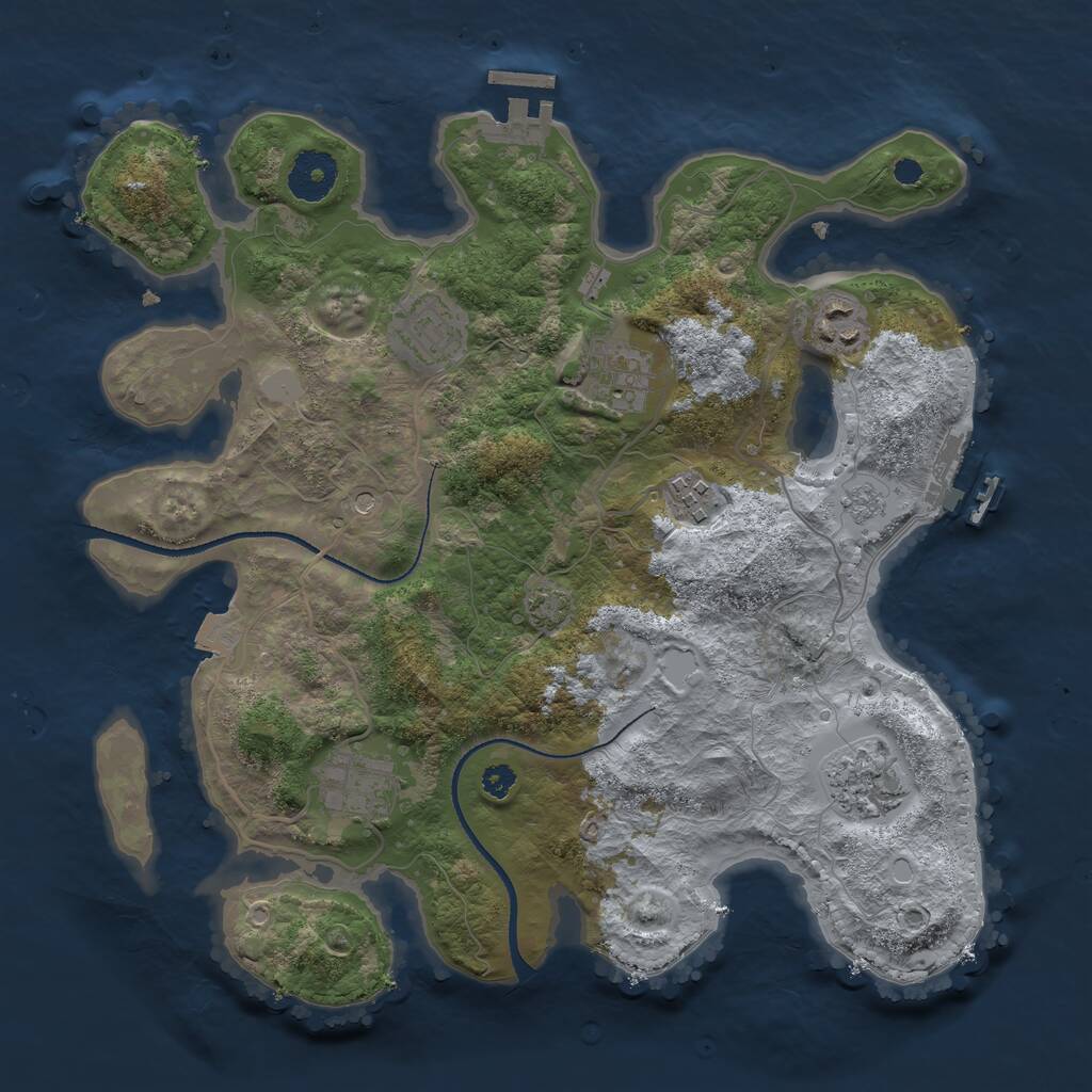 Rust Map: Procedural Map, Size: 3300, Seed: 1110710574, 12 Monuments