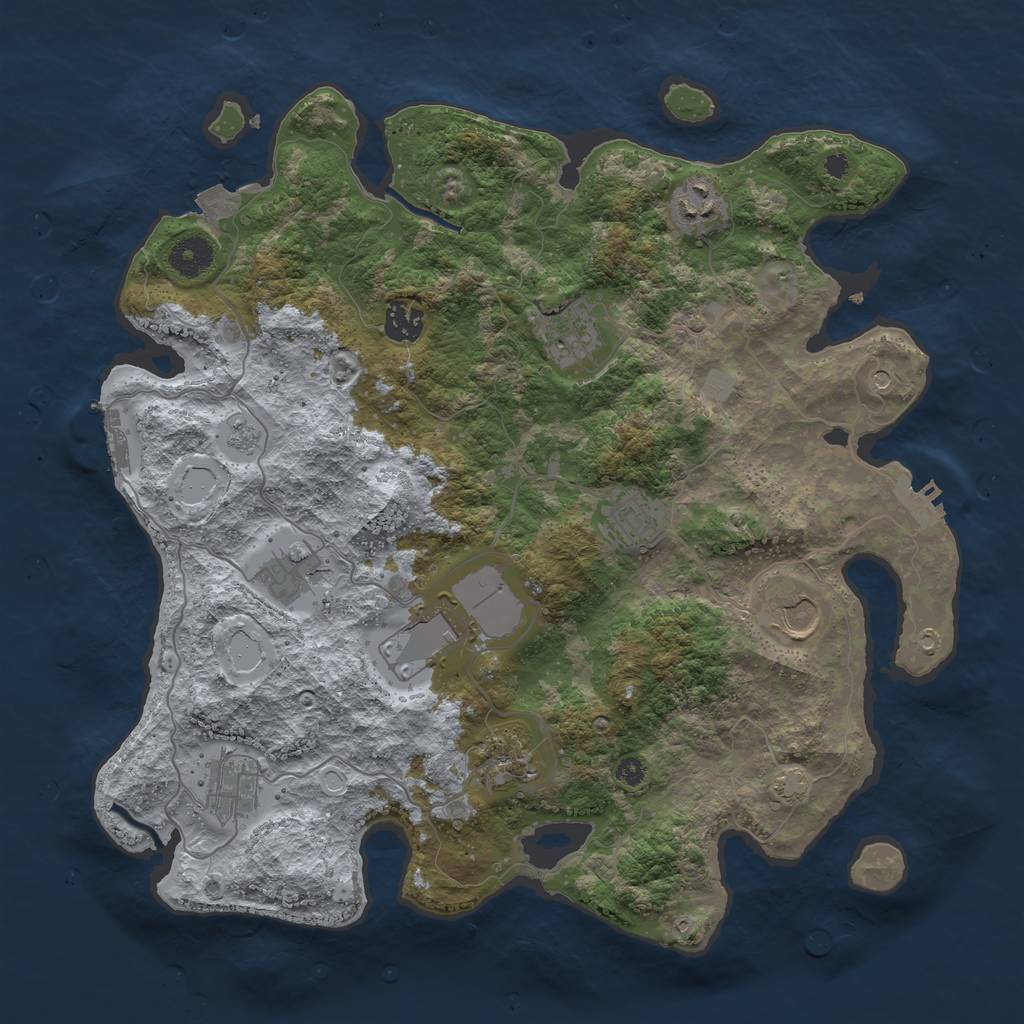 Rust Map: Procedural Map, Size: 3750, Seed: 2145175291, 17 Monuments