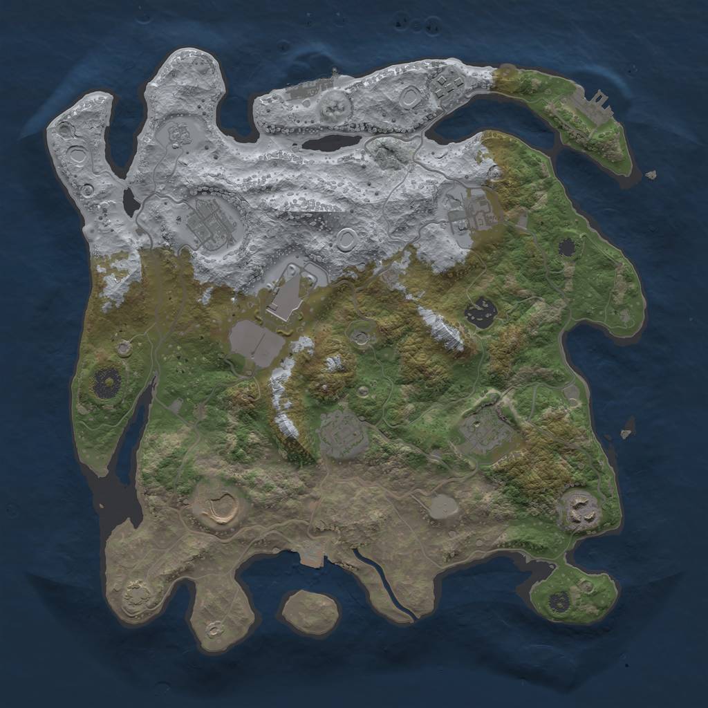 Rust Map: Procedural Map, Size: 3500, Seed: 157987278, 17 Monuments