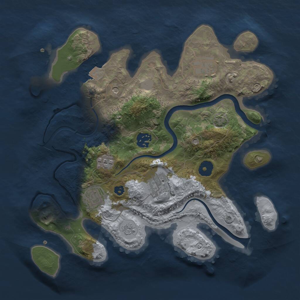 Rust Map: Procedural Map, Size: 3000, Seed: 913609637, 9 Monuments