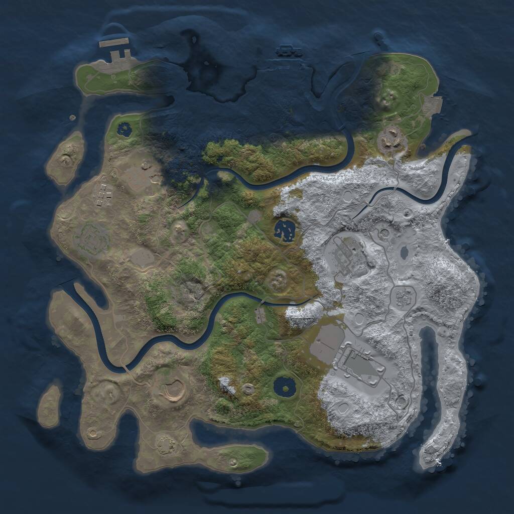 Rust Map: Procedural Map, Size: 3500, Seed: 195773470, 14 Monuments
