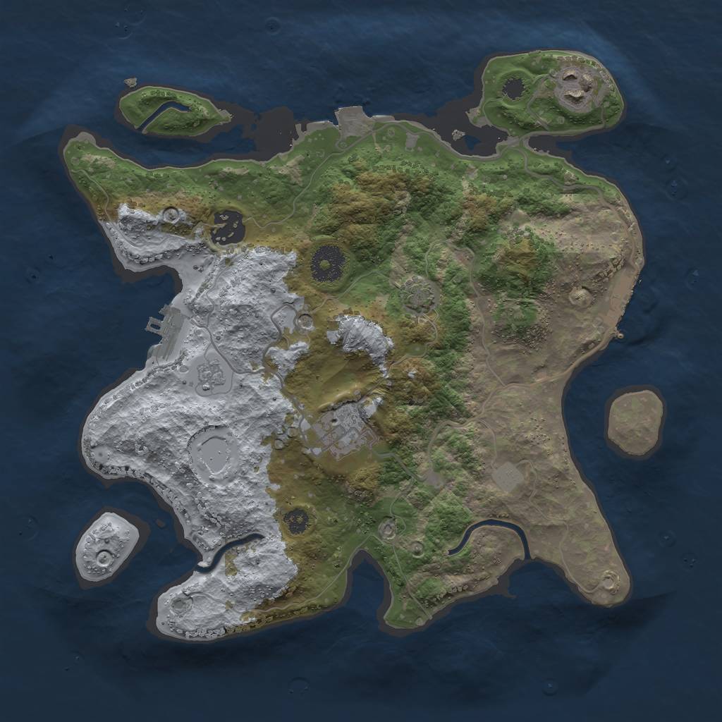 Rust Map: Procedural Map, Size: 3000, Seed: 1866879538, 11 Monuments