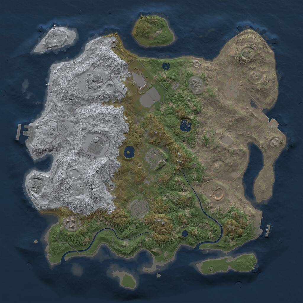 Rust Map: Procedural Map, Size: 3850, Seed: 519808453, 16 Monuments